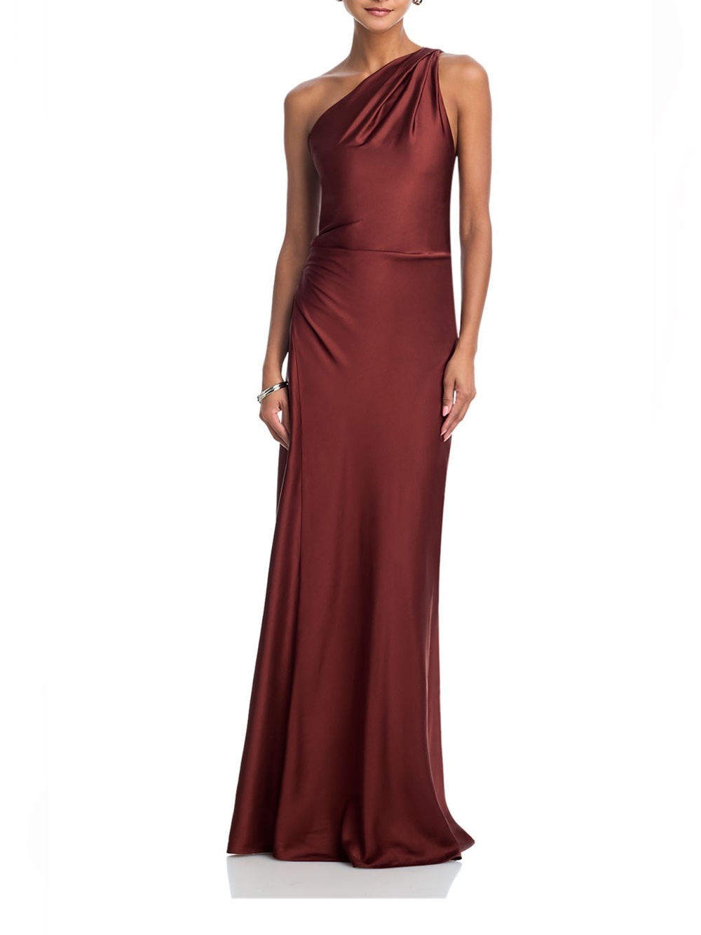 A.L.C. Aster One Shoulder Gown in Burnt Cherry